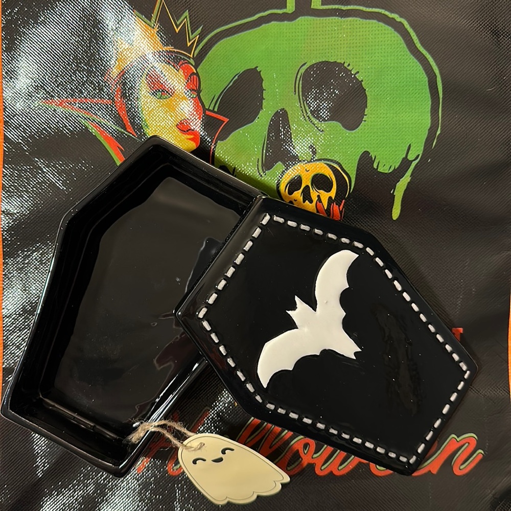 Halloween Decor Ceramic • Coffin w/removable lid.